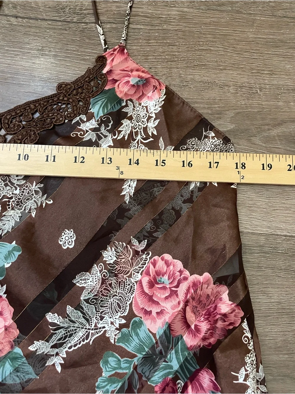 Vintage Lace Slip Dress Size M Brown Floral Sheer Beautiful Whimsy Goth Fairy
